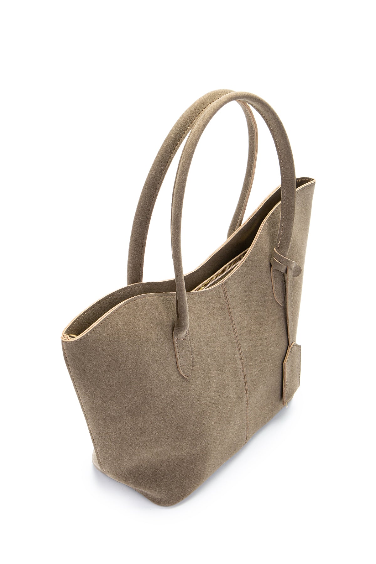 Çift Saplı Süet Hipe Kadın Kol Çantası Bej