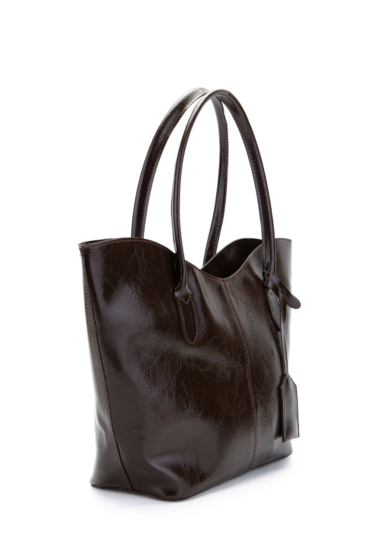 Çift Saplı Suni Deri Hipe Kadın Kol Çantası Kahverengi