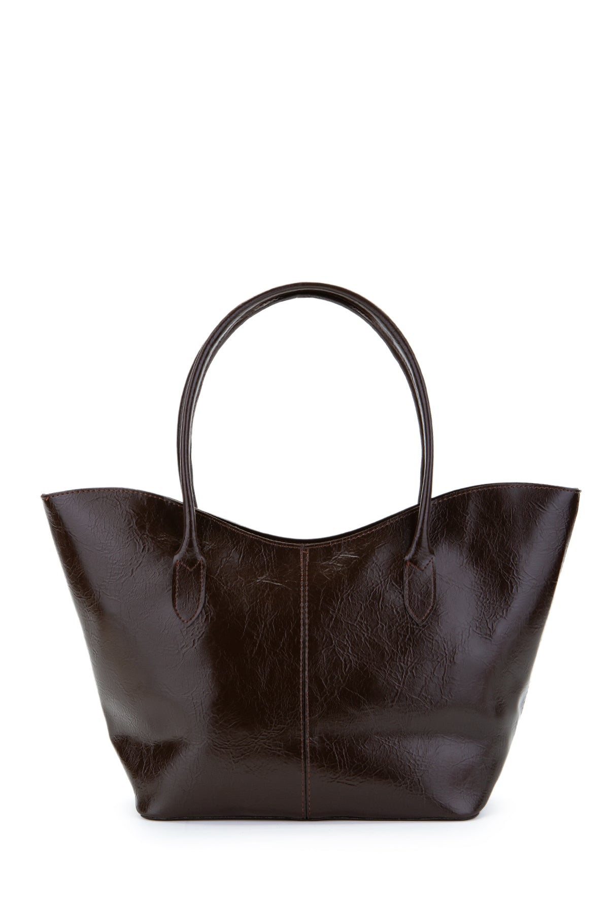 Çift Saplı Suni Deri Hipe Kadın Kol Çantası Kahverengi