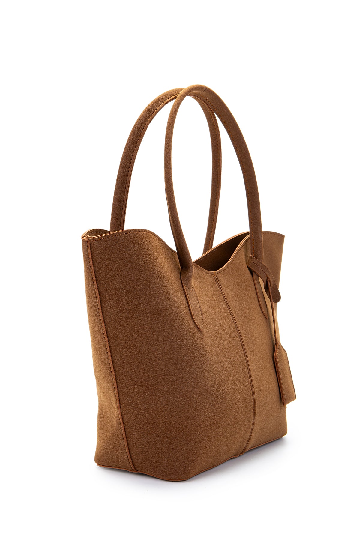 Çift Saplı Süet Hipe Kadın Kol Çantası Taba