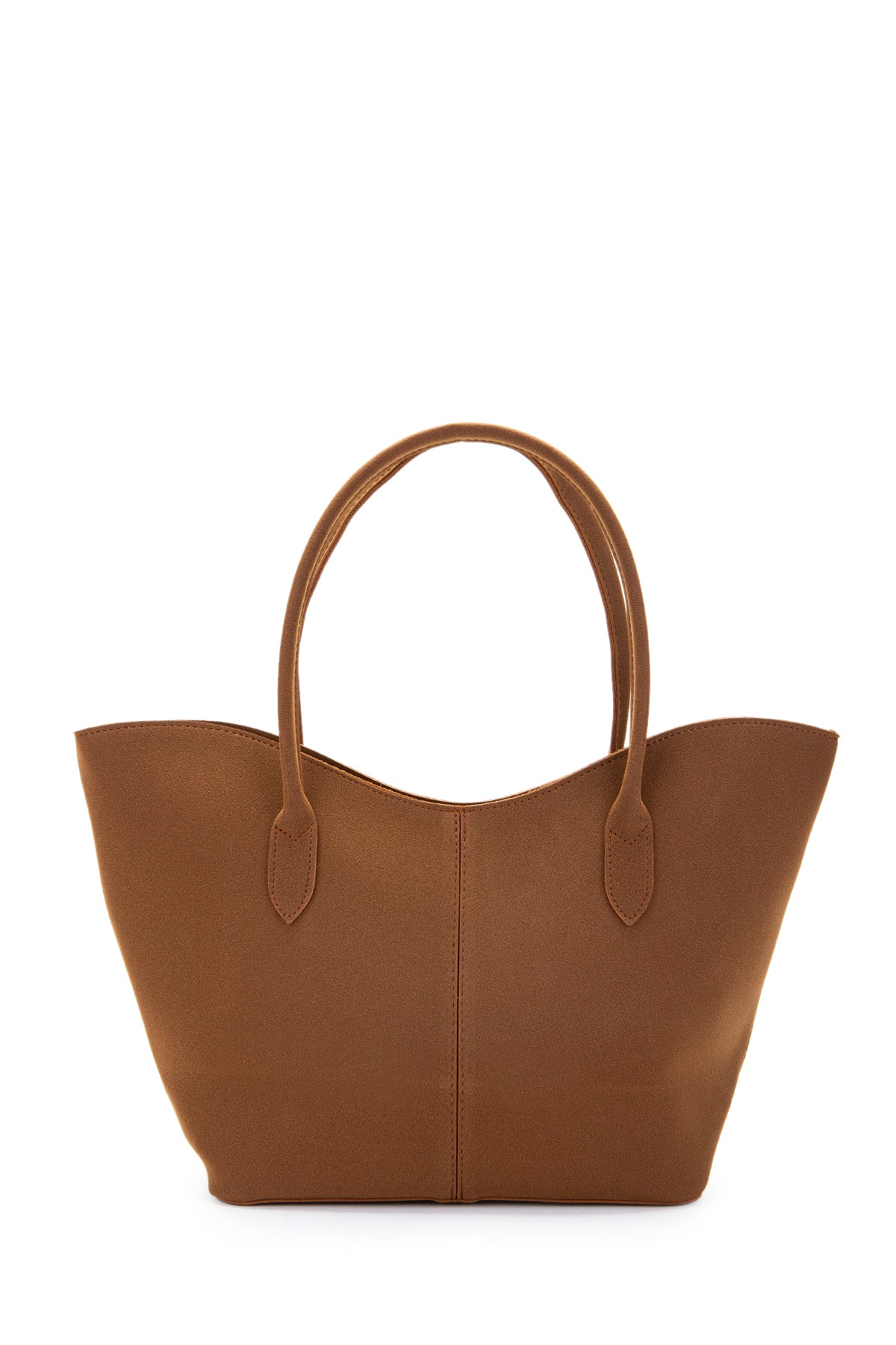 Çift Saplı Süet Hipe Kadın Kol Çantası Taba