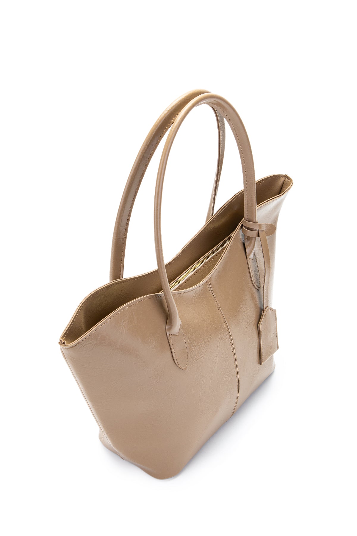 Çift Saplı Suni Deri Hipe Kadın Kol Çantası Bej