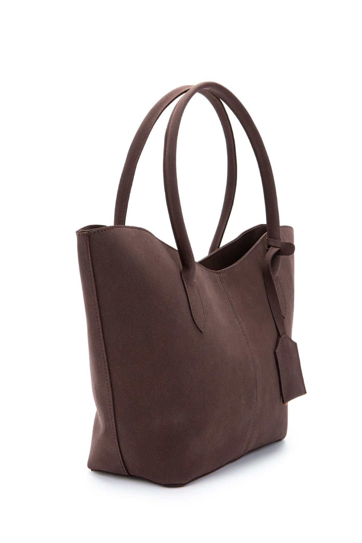 Çift Saplı Süet Hipe Kadın Kol Çantası Kahverengi