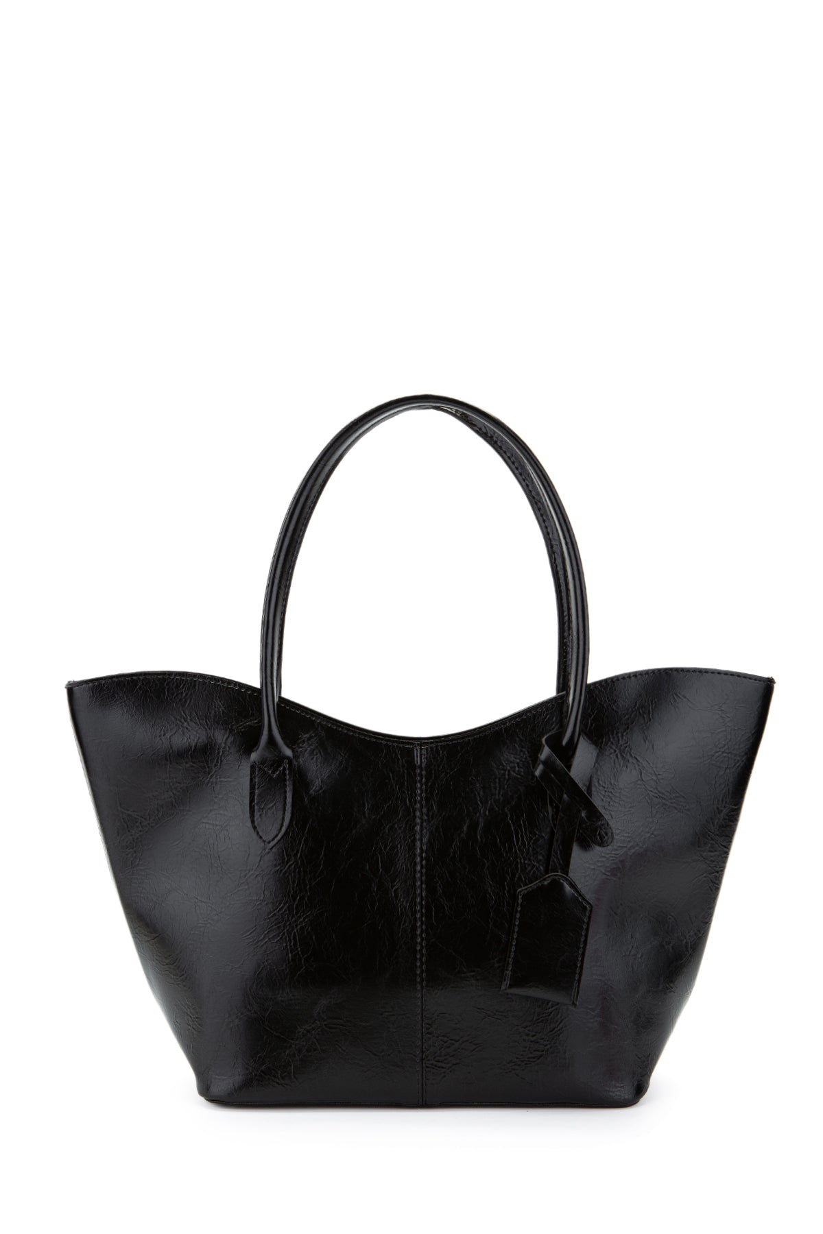 Çift Saplı Suni Deri Hipe Kadın Kol Çantası Siyah