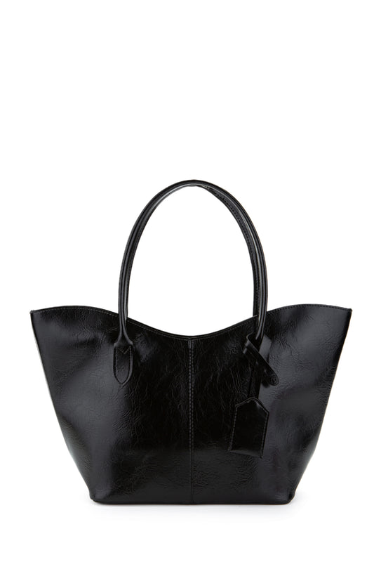 Çift Saplı Suni Deri Hipe Kadın Kol Çantası Siyah