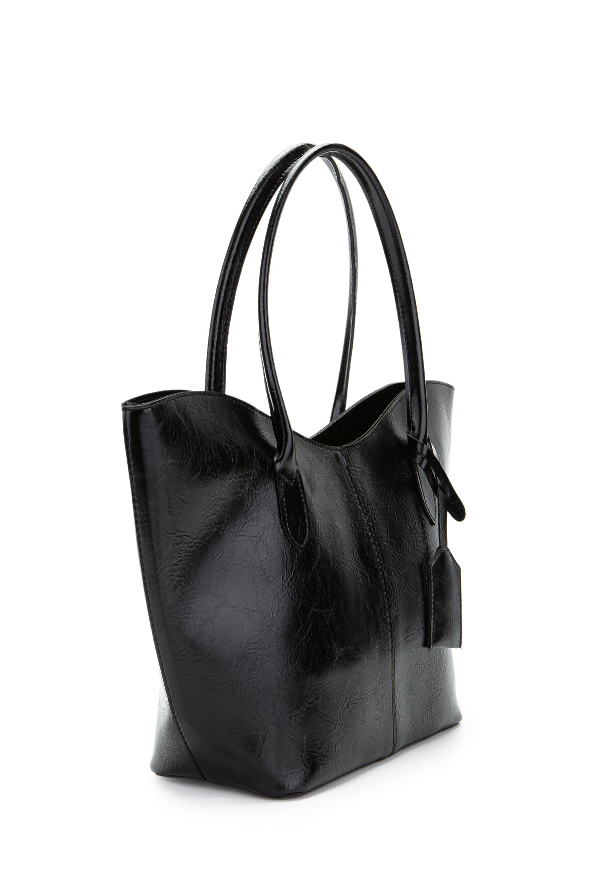 Çift Saplı Suni Deri Hipe Kadın Kol Çantası Siyah