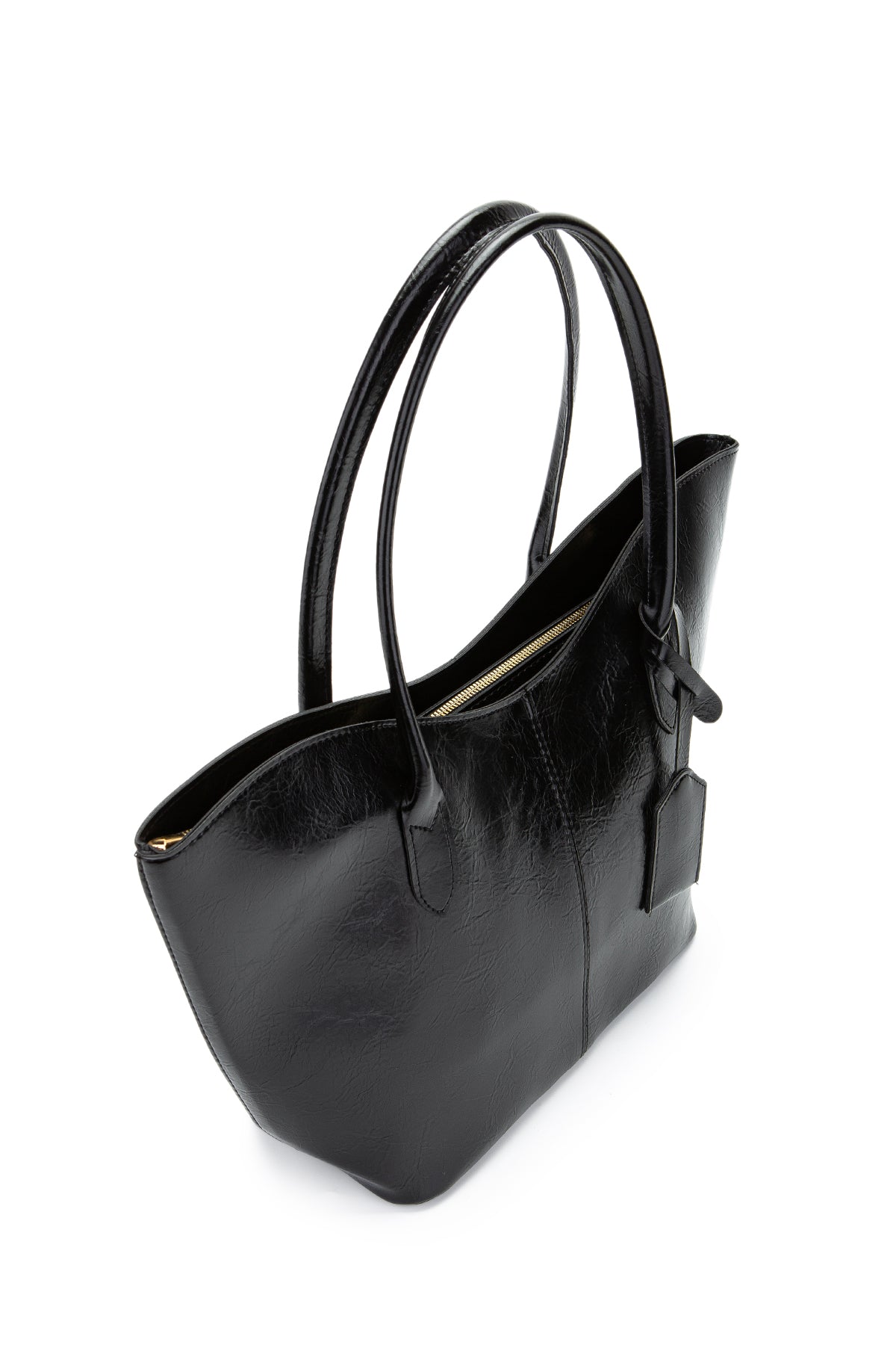 Çift Saplı Suni Deri Hipe Kadın Kol Çantası Siyah