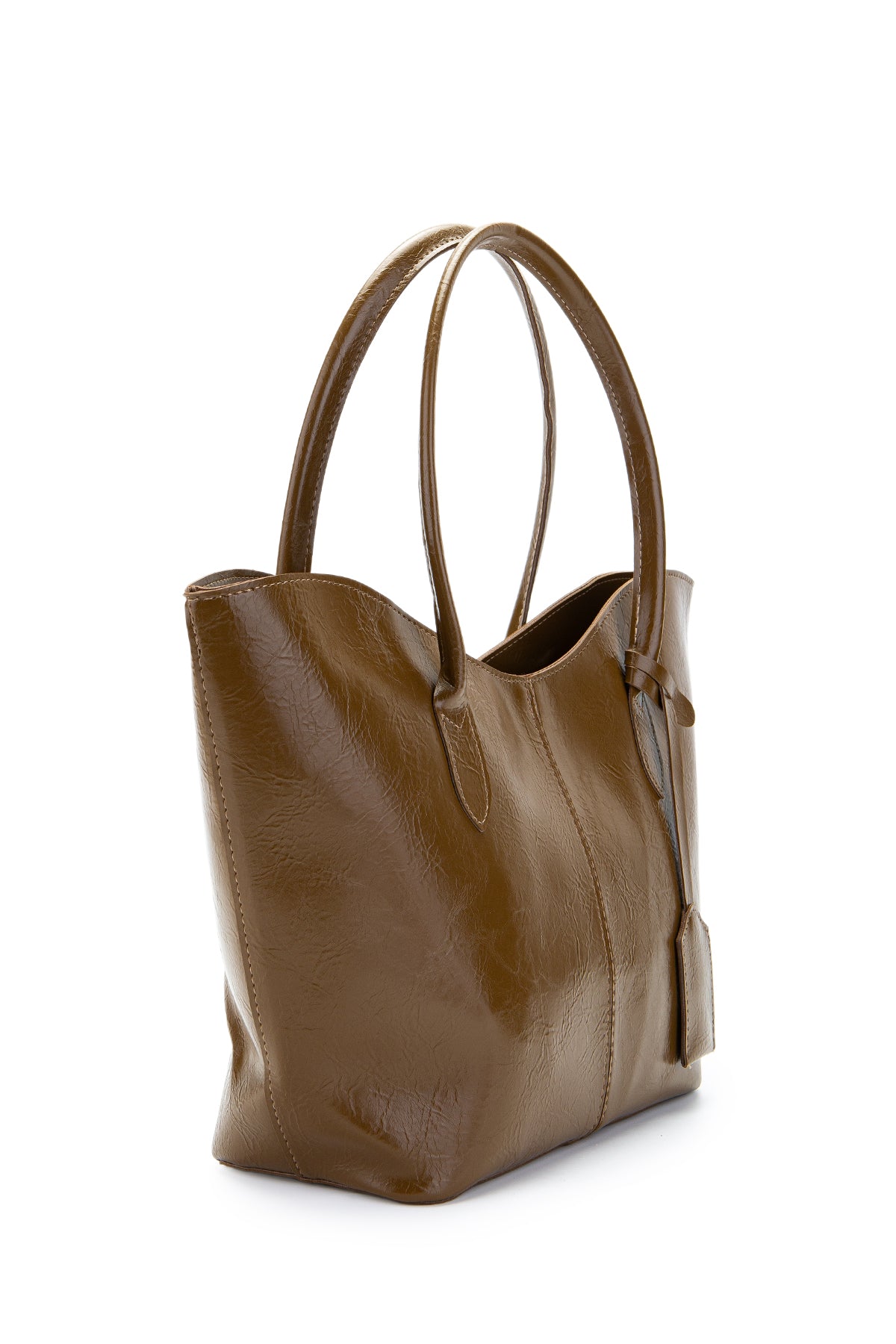 Çift Saplı Suni Deri Hipe Kadın Kol Çantası Vizon