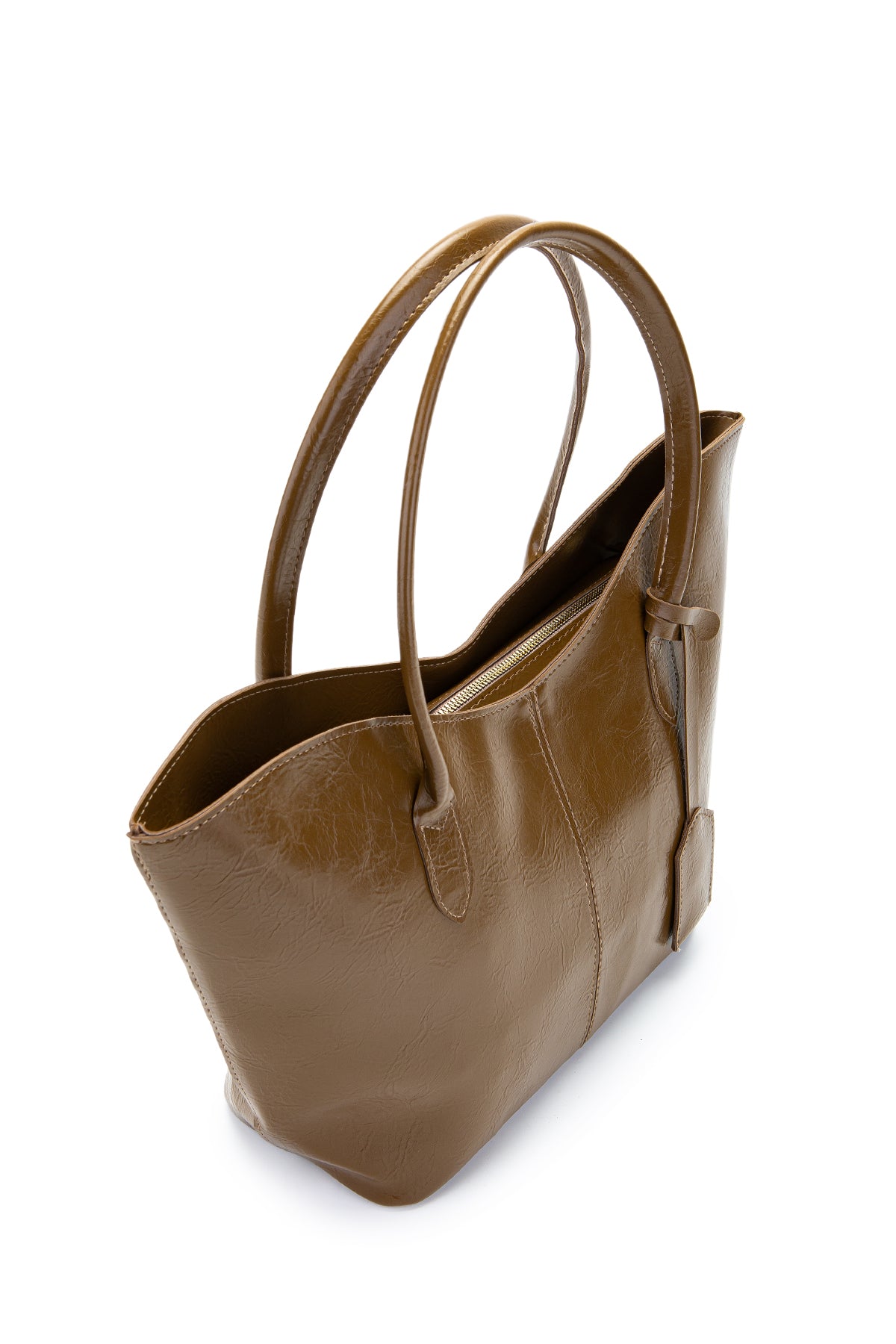 Çift Saplı Suni Deri Hipe Kadın Kol Çantası Vizon