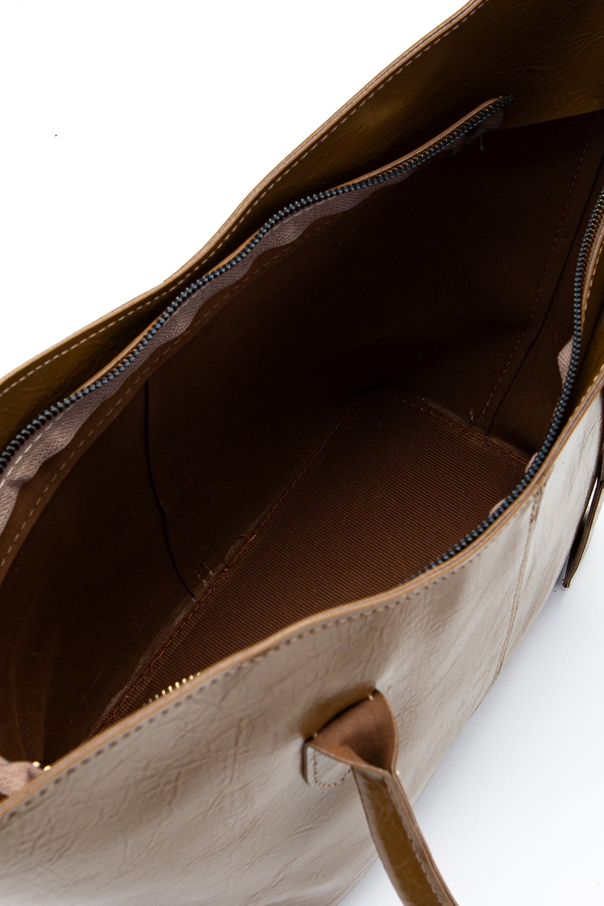 Çift Saplı Suni Deri Hipe Kadın Kol Çantası Vizon