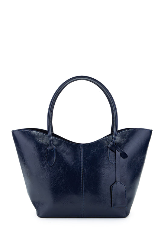 Çift Saplı Suni Deri Hipe Kadın Kol Çantası Lacivert