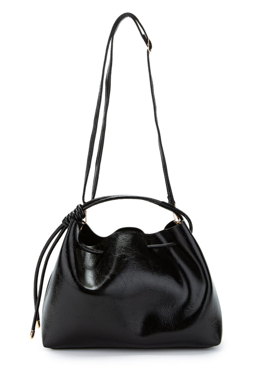 Büzgü Detaylı Yavru Çantalı Elin Kadın Çapraz Çanta Siyah