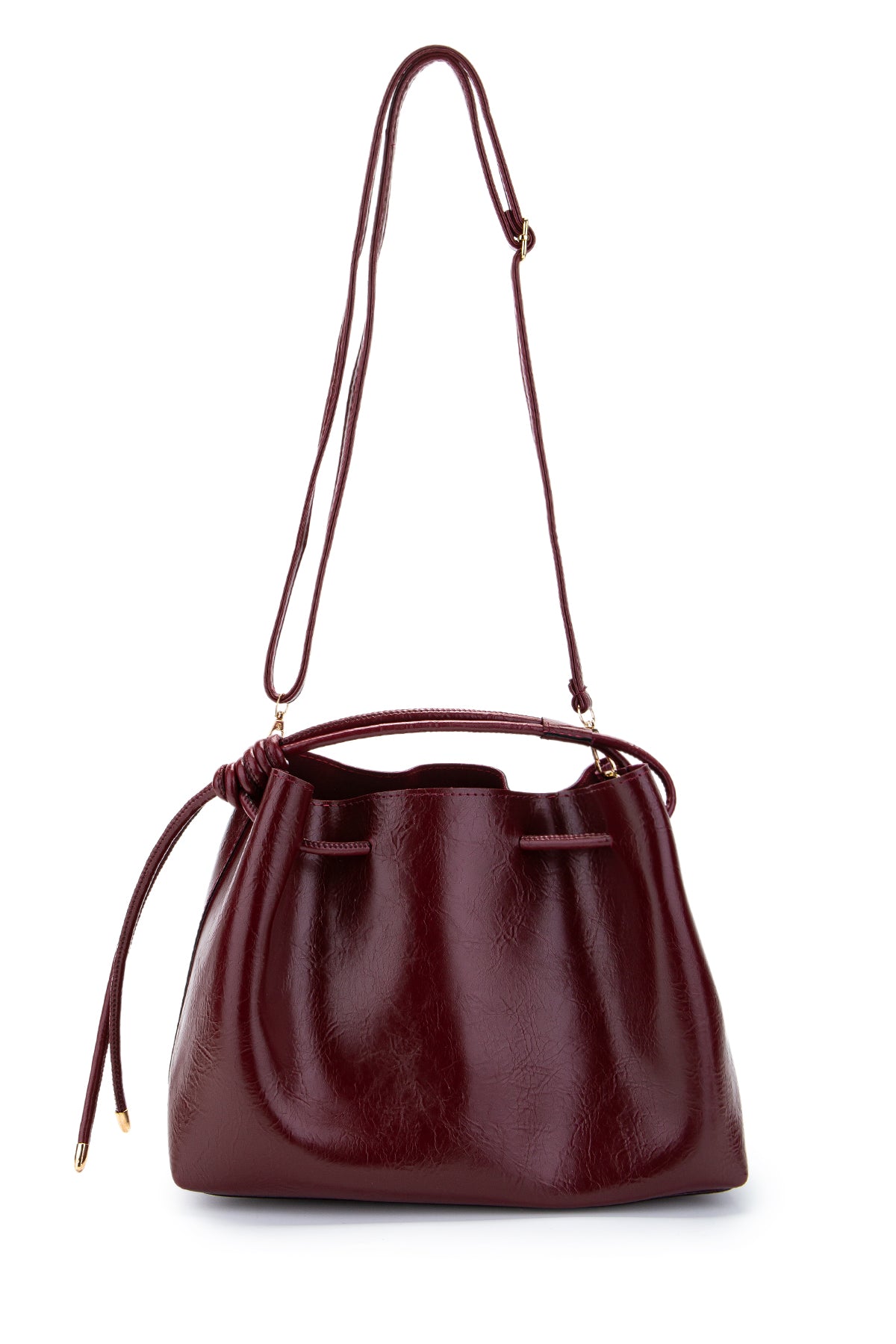 Büzgü Detaylı Yavru Çantalı Elin Kadın Çapraz Çanta Bordo