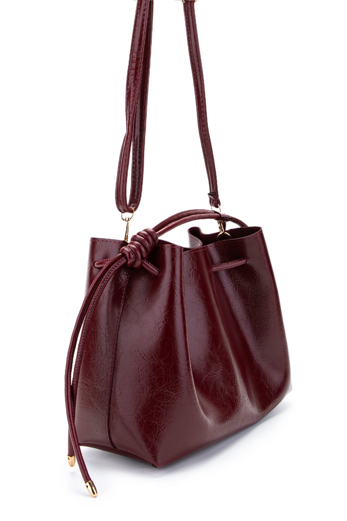 Büzgü Detaylı Yavru Çantalı Elin Kadın Çapraz Çanta Bordo