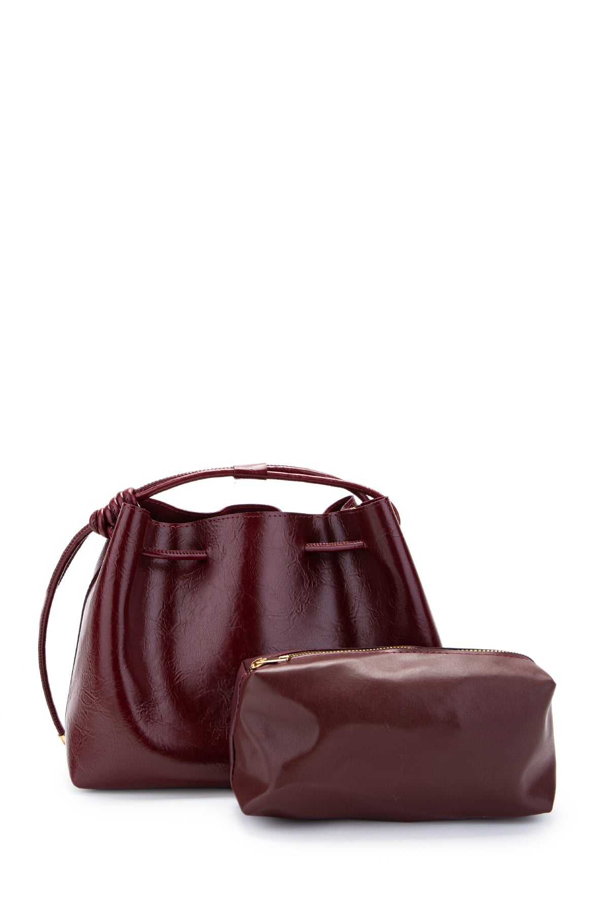 Büzgü Detaylı Yavru Çantalı Elin Kadın Çapraz Çanta Bordo