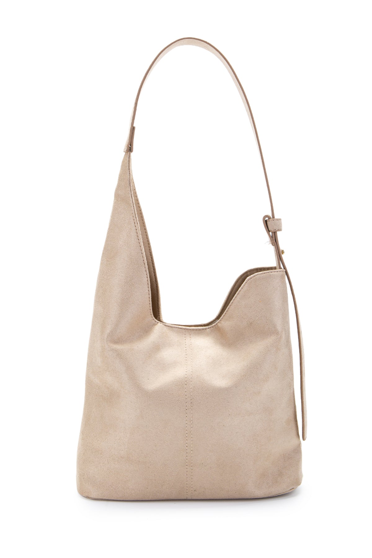 Süet Kavis Detaylı Mona Kol Çanta Bej