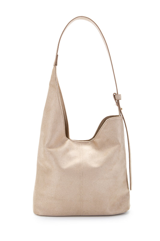 Süet Kavis Detaylı Mona Kol Çanta Bej