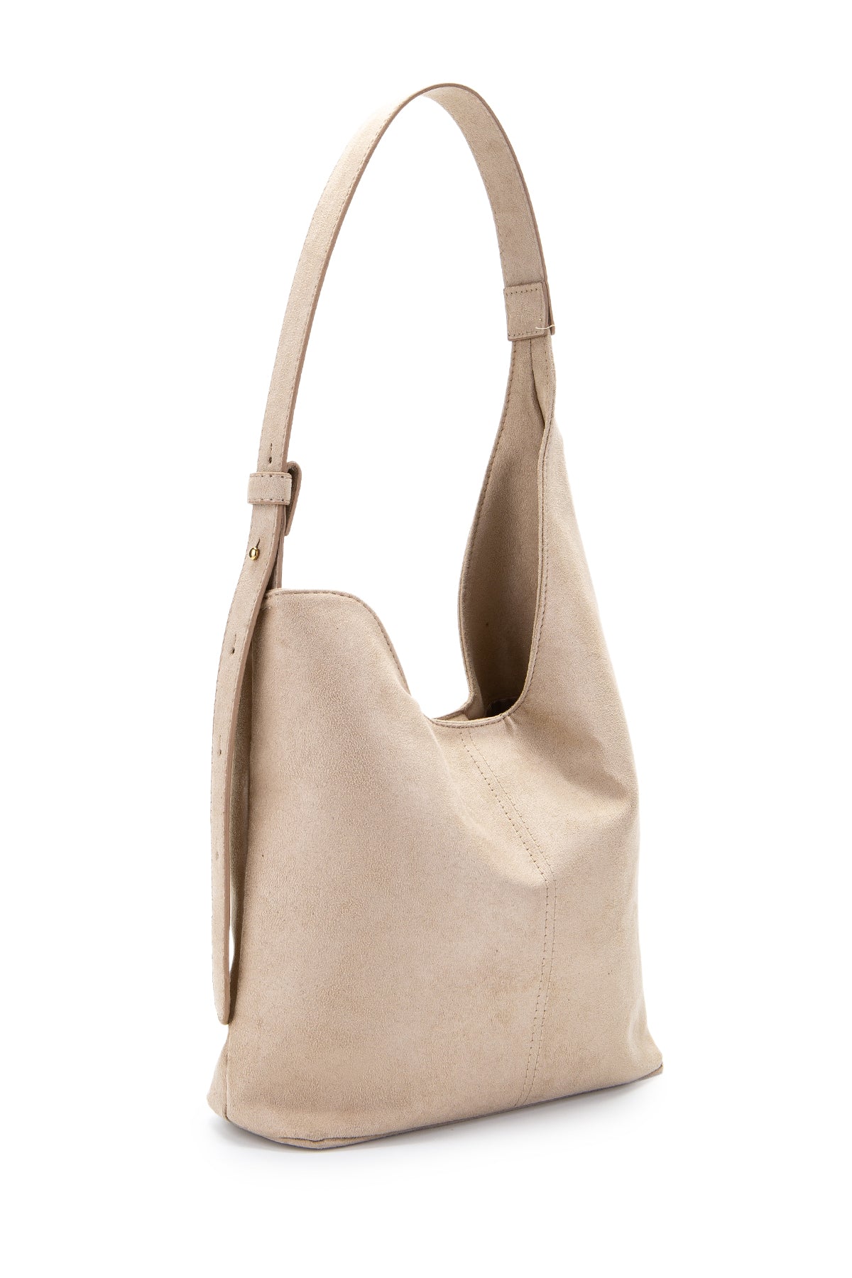 Süet Kavis Detaylı Mona Kol Çanta Bej