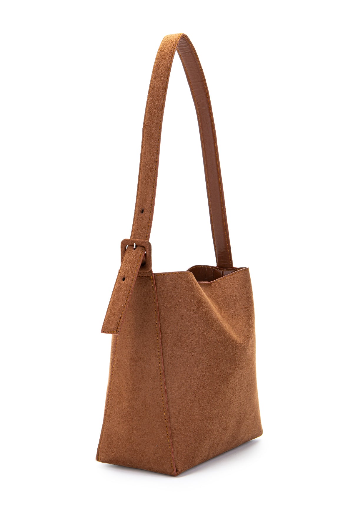 Kemer Askı Detaylı Süet Alita Kol Çanta Taba