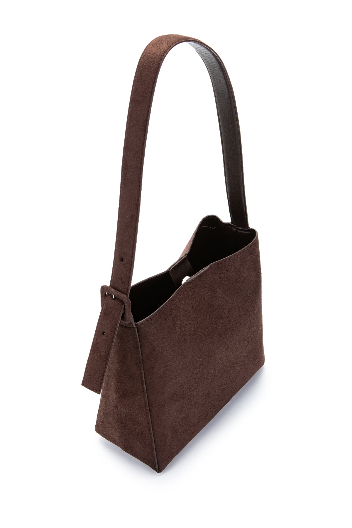 Kemer Askı Detaylı Süet Alita Kol Çanta Kahverengi