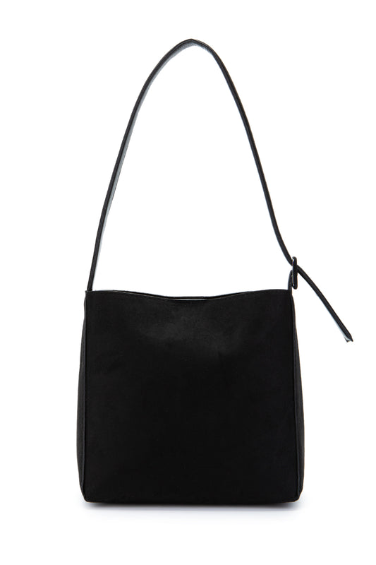 Kemer Askı Detaylı Süet Alita Kol Çanta Siyah