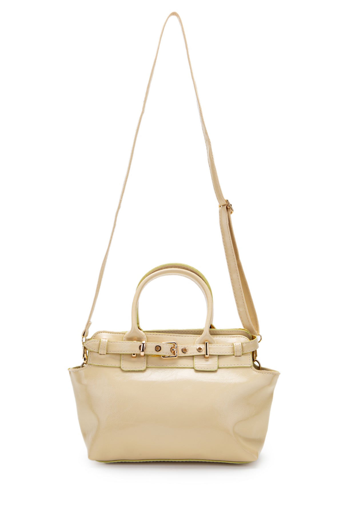 Kemer Detaylı Suni Deri Kadın Çapraz Çanta Despina Tereyağ Sarısı