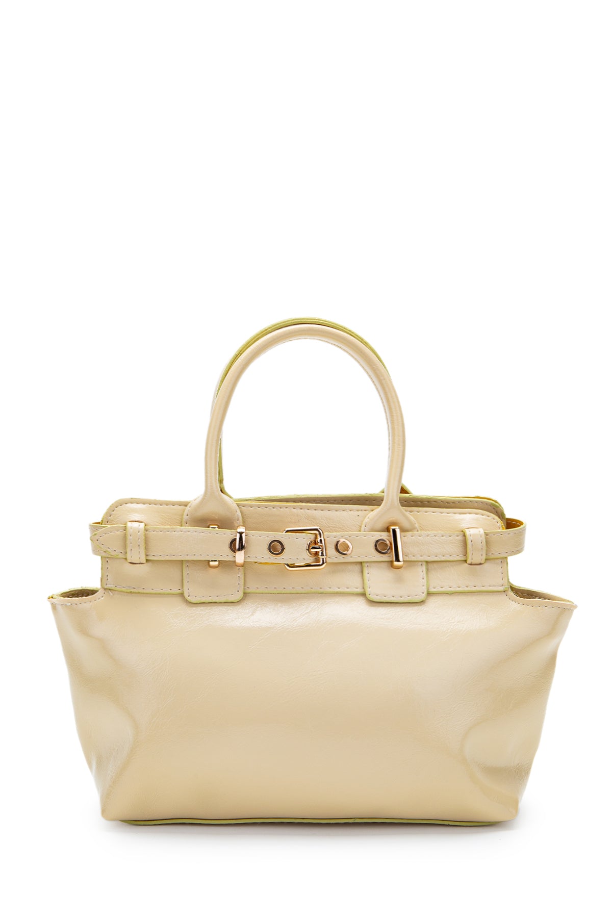 Kemer Detaylı Suni Deri Kadın Çapraz Çanta Despina Tereyağ Sarısı