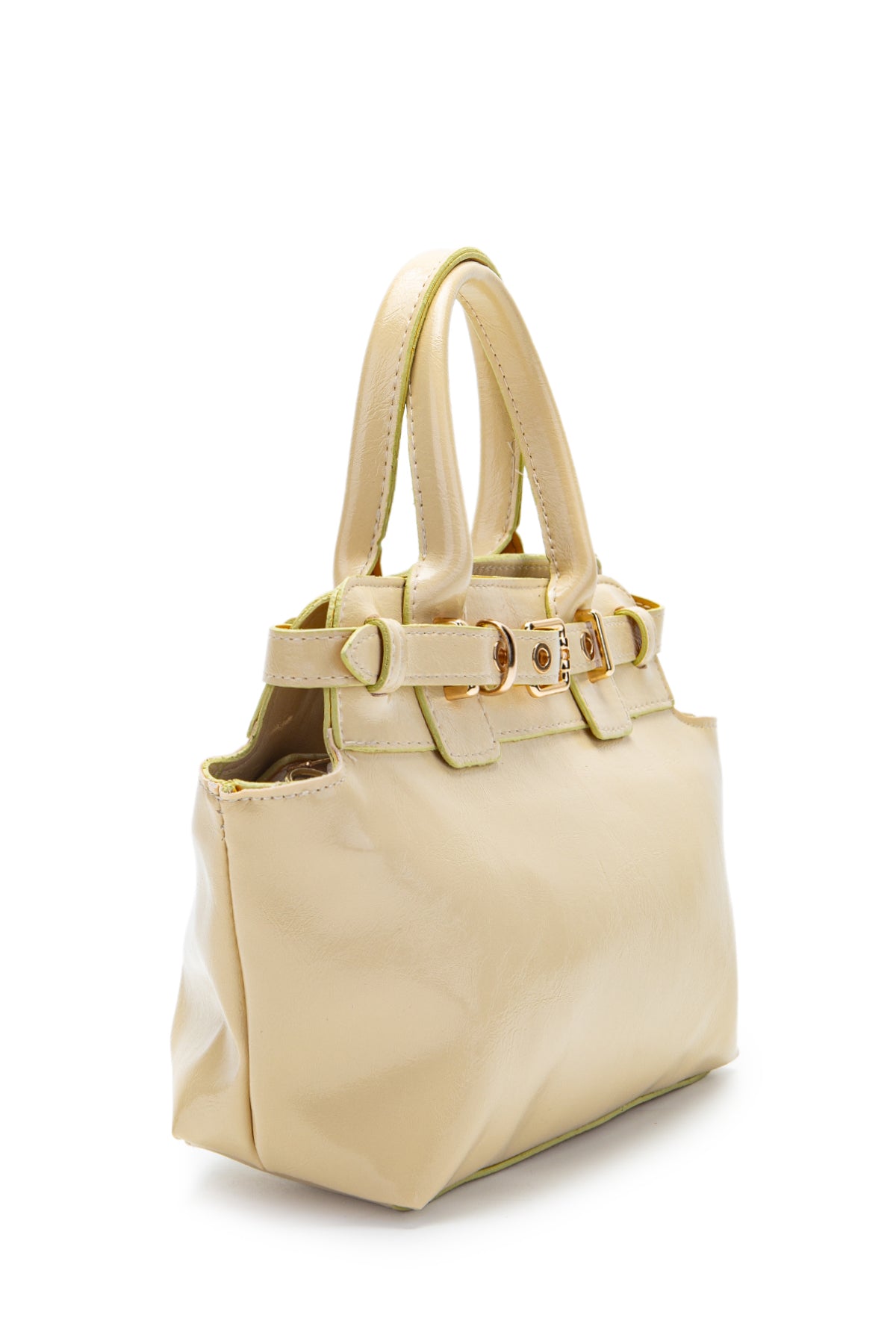 Kemer Detaylı Suni Deri Kadın Çapraz Çanta Despina Tereyağ Sarısı