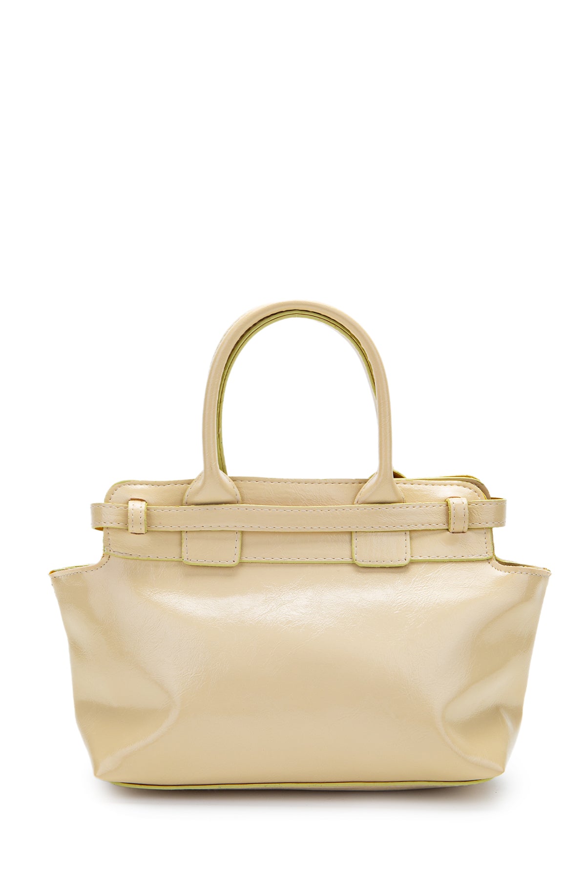 Kemer Detaylı Suni Deri Kadın Çapraz Çanta Despina Tereyağ Sarısı