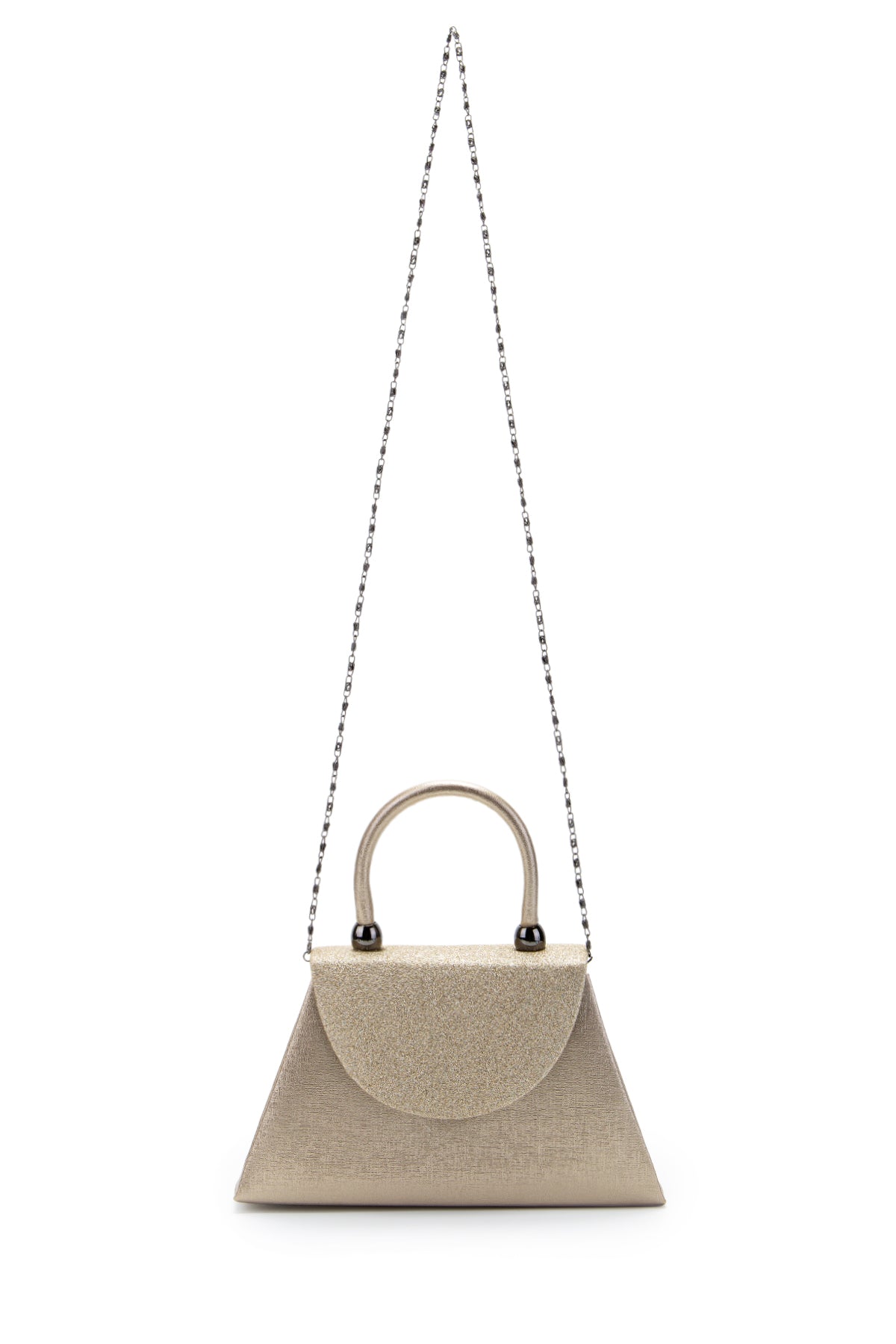 Minimalist Tasarım Simli Kapaklı Lip Abiye El Çantası Altın