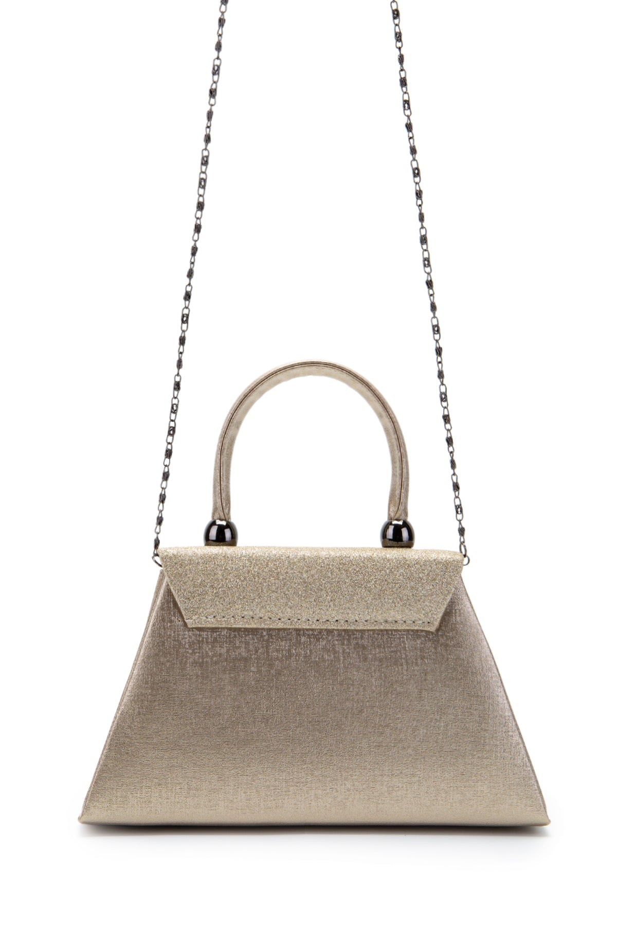 Minimalist Tasarım Simli Kapaklı Lip Abiye El Çantası Altın