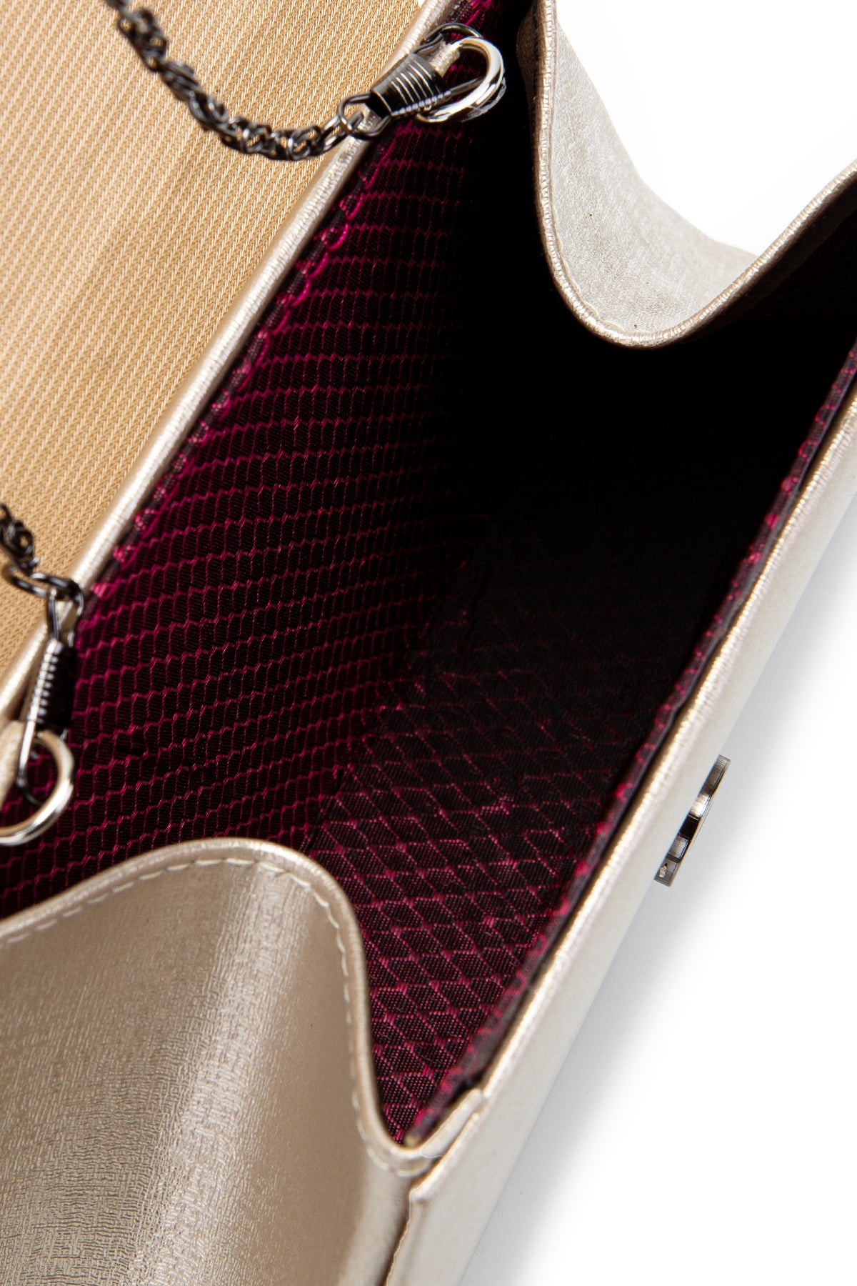 Minimalist Tasarım Simli Kapaklı Lip Abiye El Çantası Altın