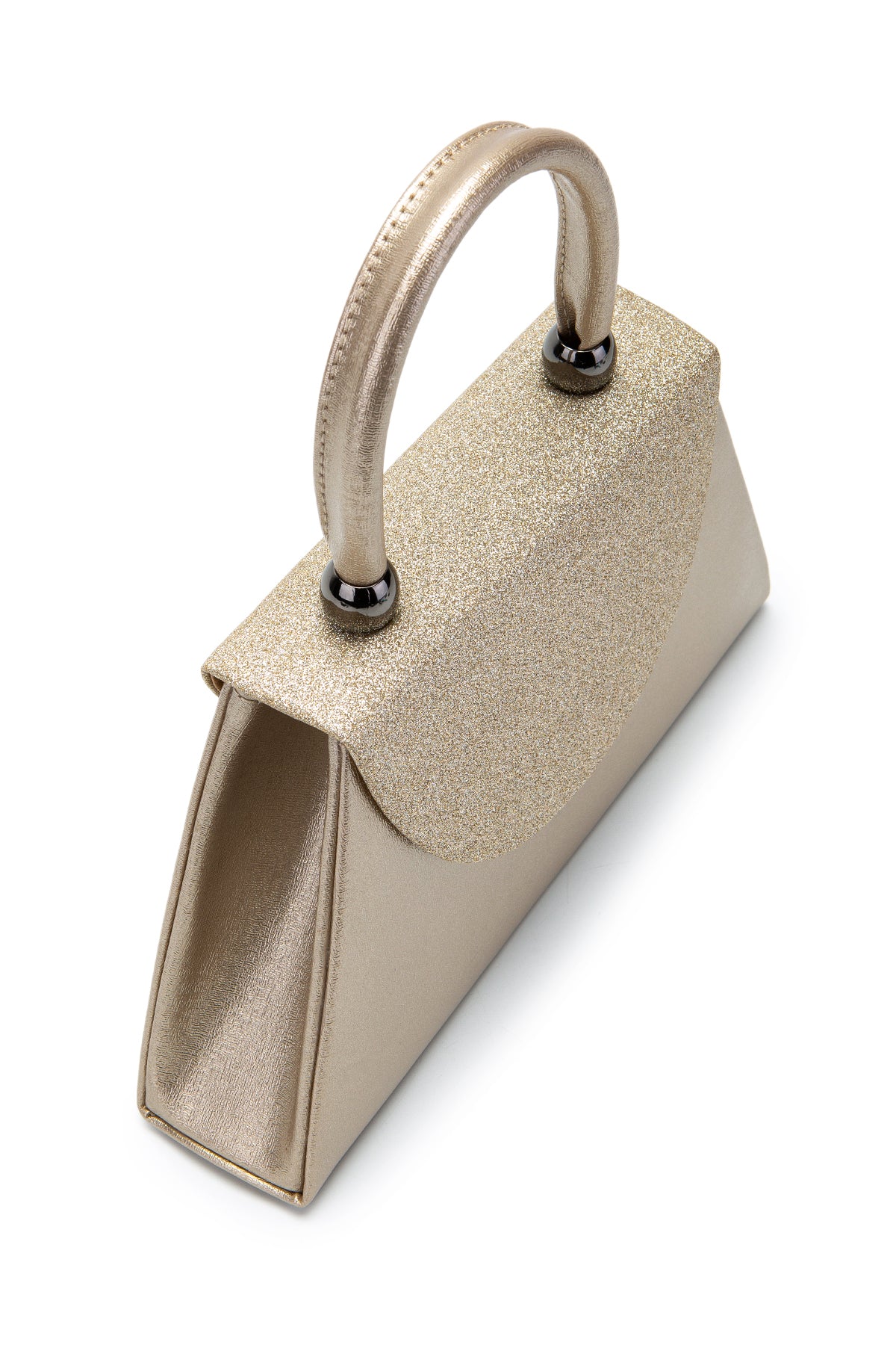 Minimalist Tasarım Simli Kapaklı Lip Abiye El Çantası Altın