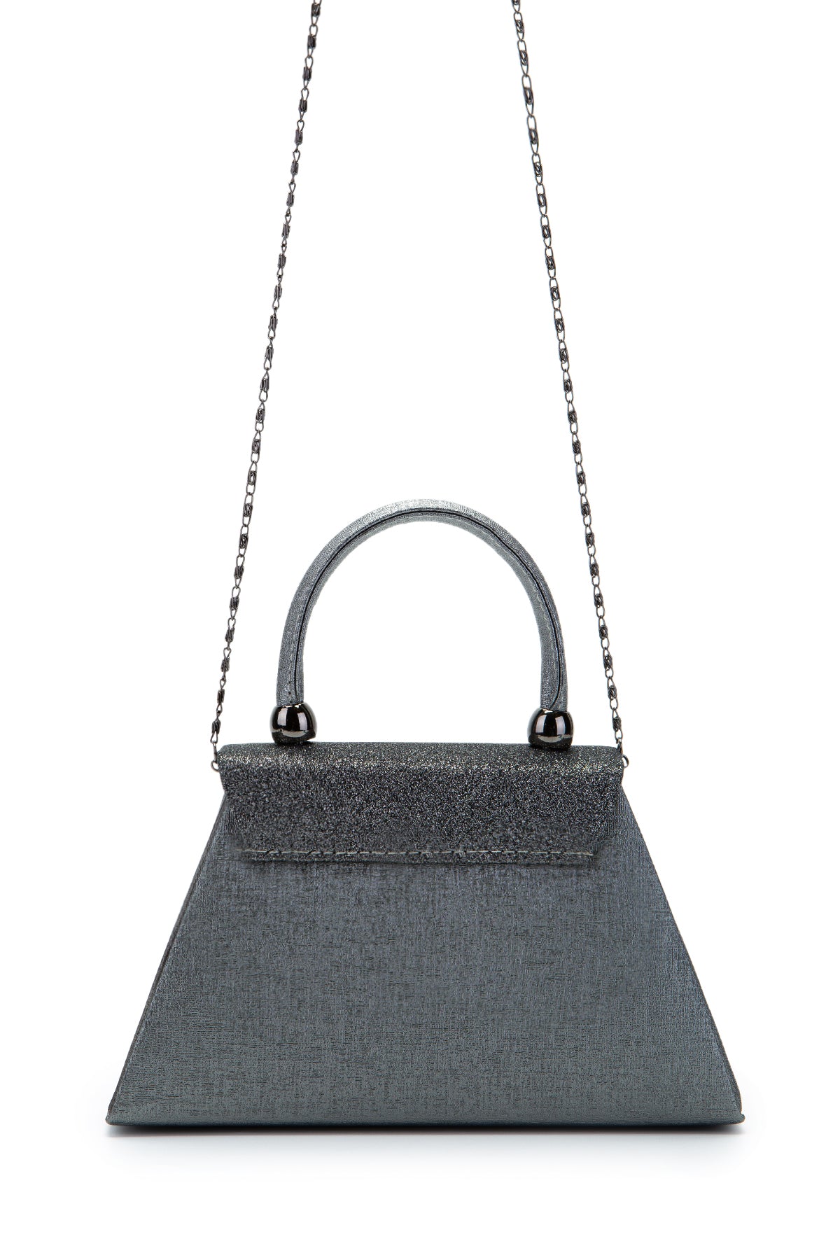 Minimalist Tasarım Simli Kapaklı Lip Abiye El Çantası Antrasit