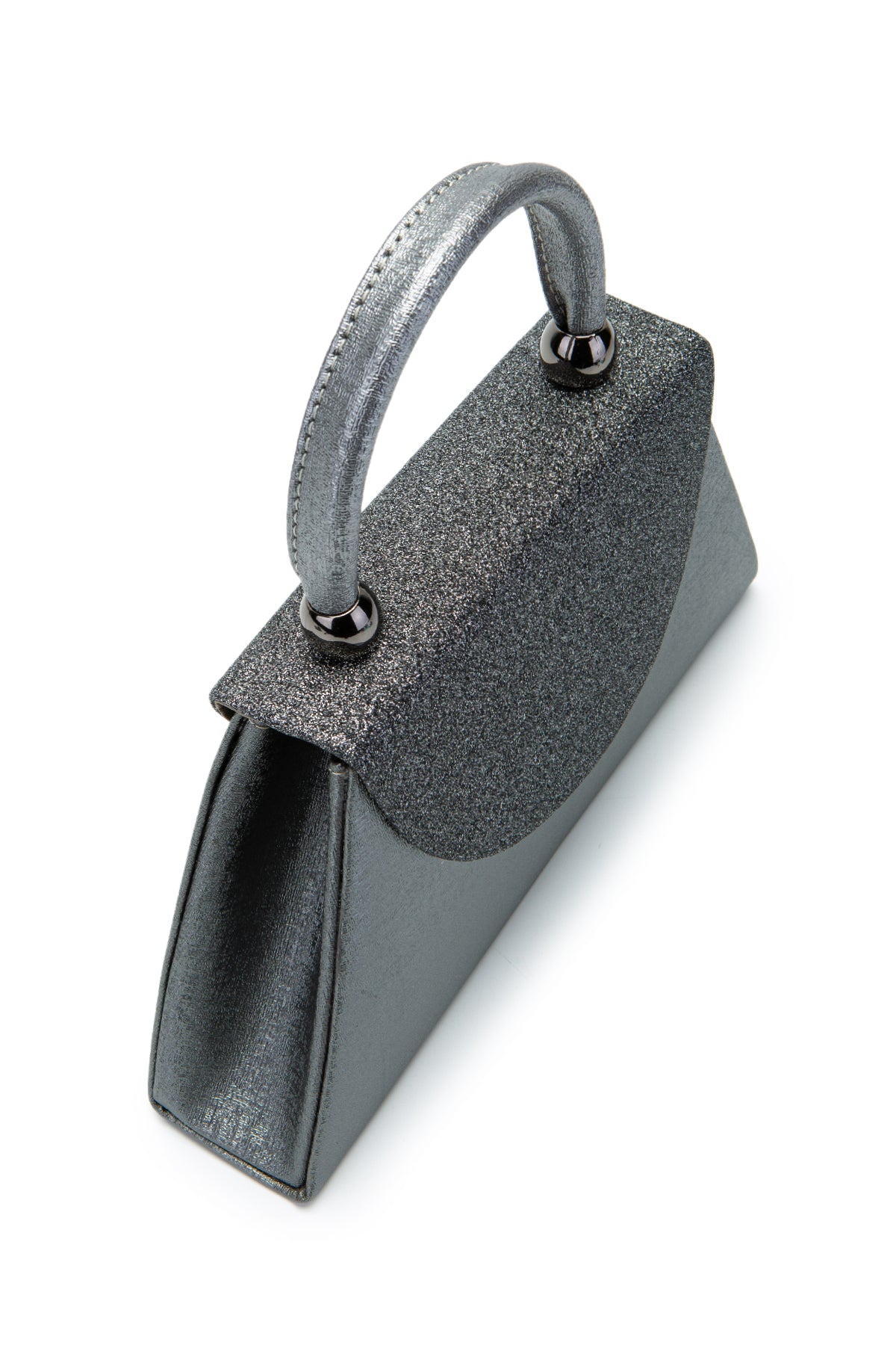 Minimalist Tasarım Simli Kapaklı Lip Abiye El Çantası Antrasit