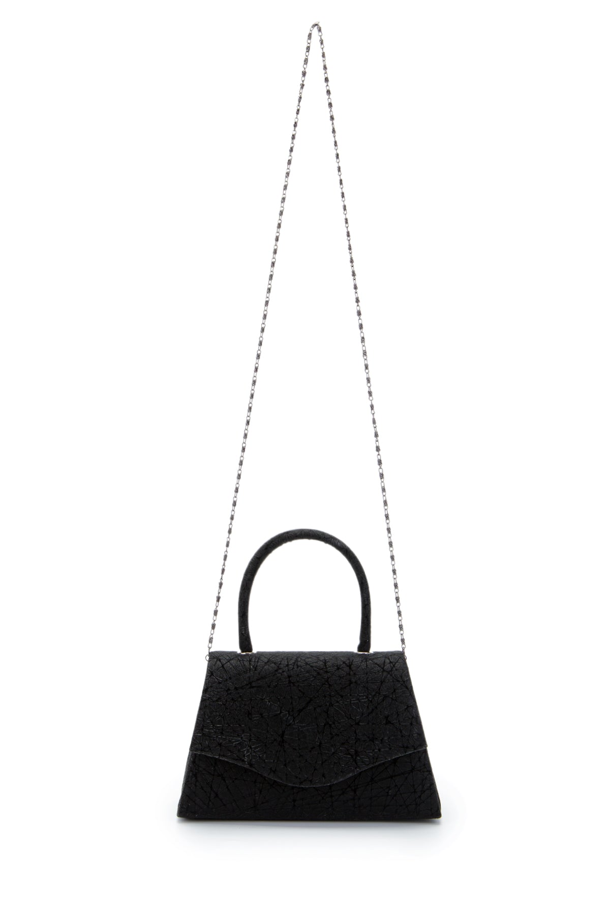 Özel Tasarım Simli Dokulu Shelia Abiye El Çantası Siyah