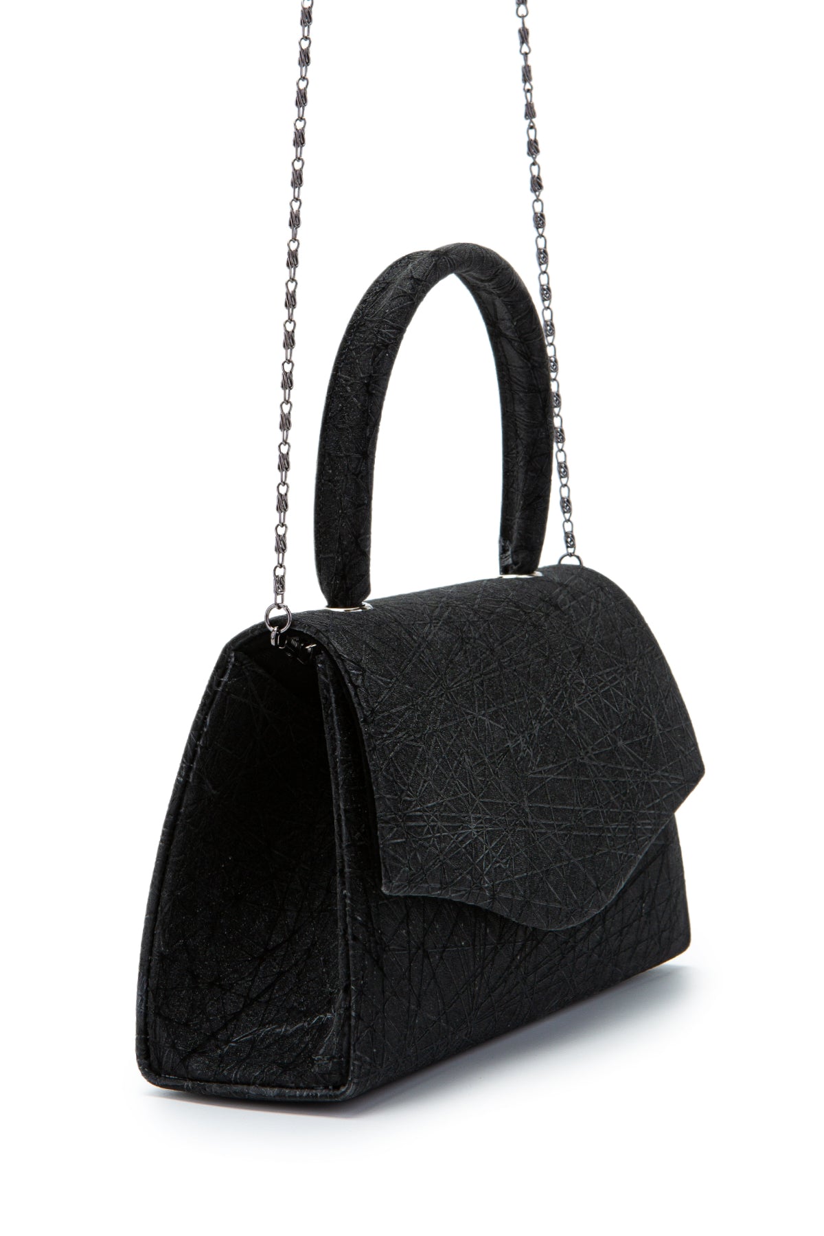 Özel Tasarım Simli Dokulu Shelia Abiye El Çantası Siyah