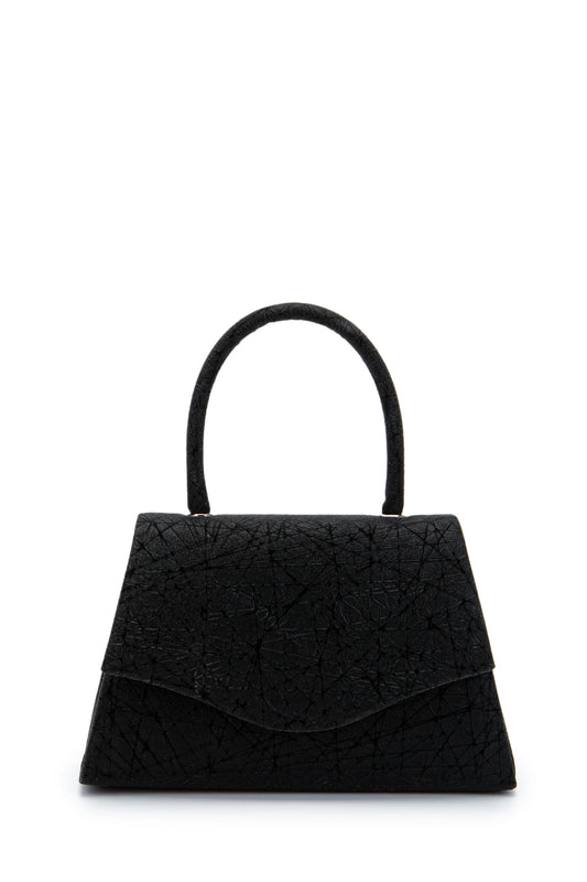 Özel Tasarım Simli Dokulu Shelia Abiye El Çantası Siyah