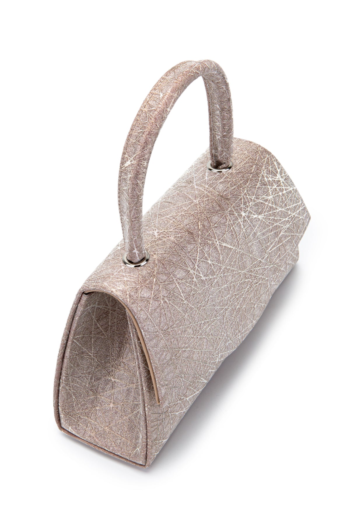 Özel Tasarım Simli Dokulu Shelia Abiye El Çantası Pudra