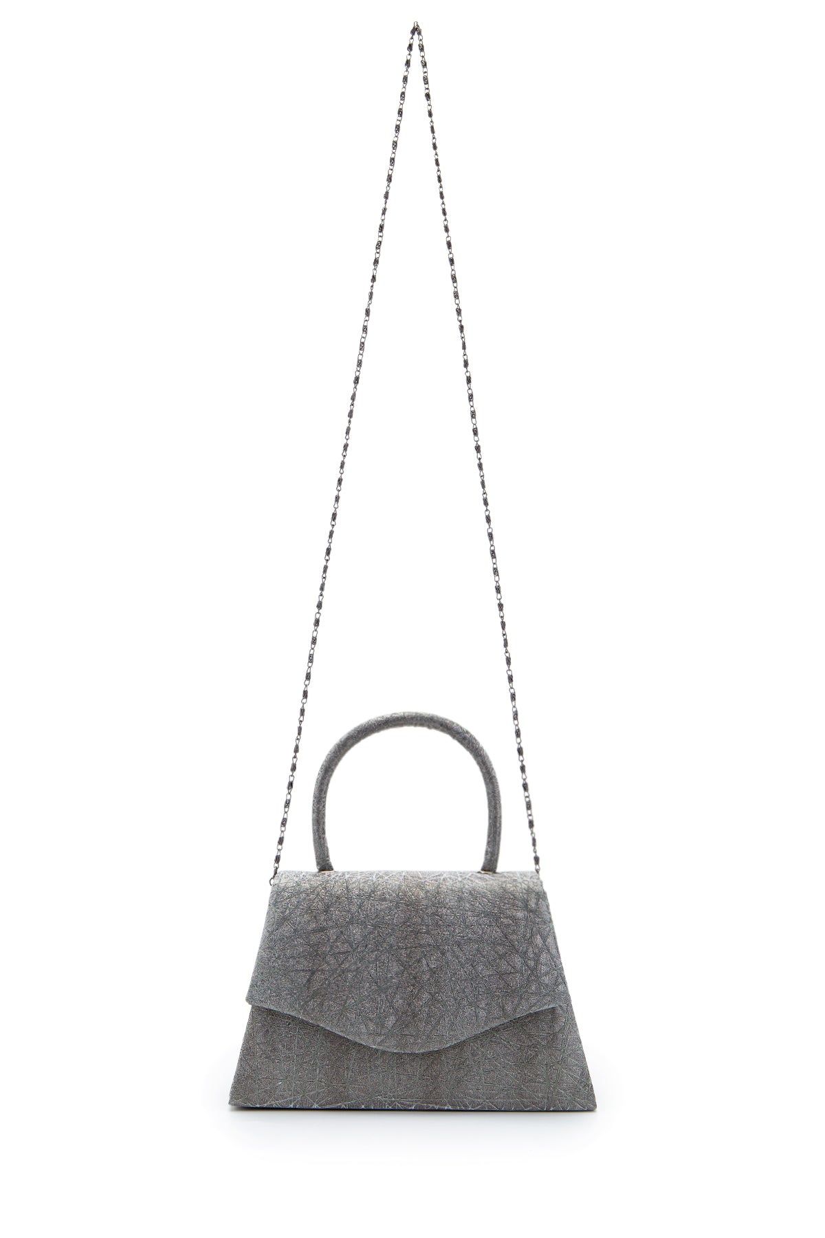 Özel Tasarım Simli Dokulu Shelia Abiye El Çantası Antrasit