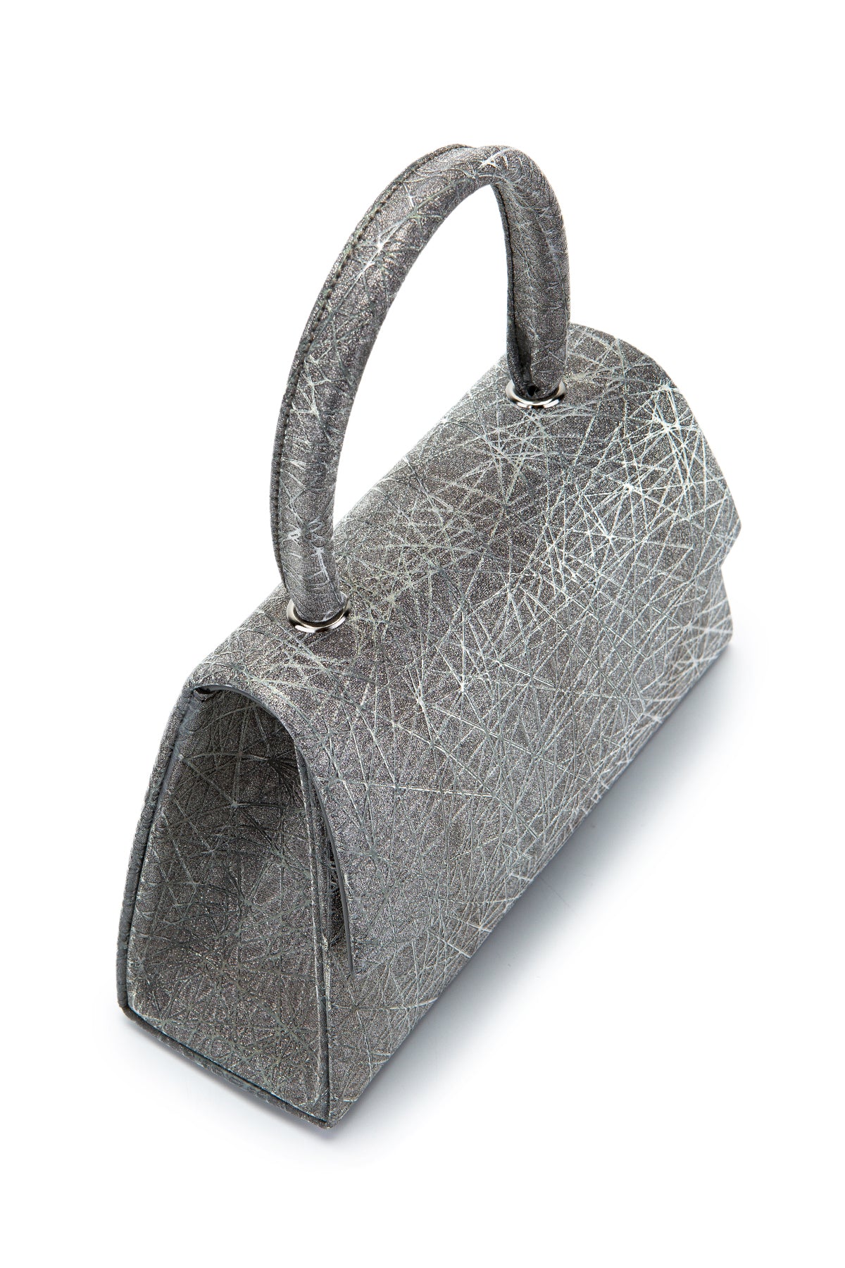 Özel Tasarım Simli Dokulu Shelia Abiye El Çantası Antrasit