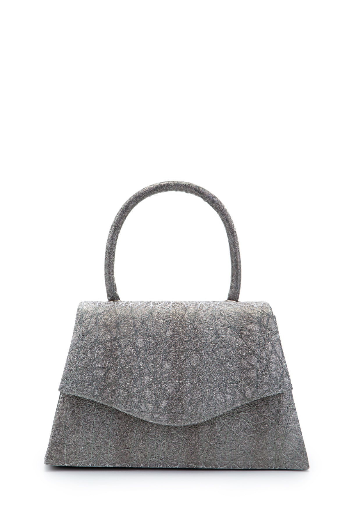 Özel Tasarım Simli Dokulu Shelia Abiye El Çantası Antrasit