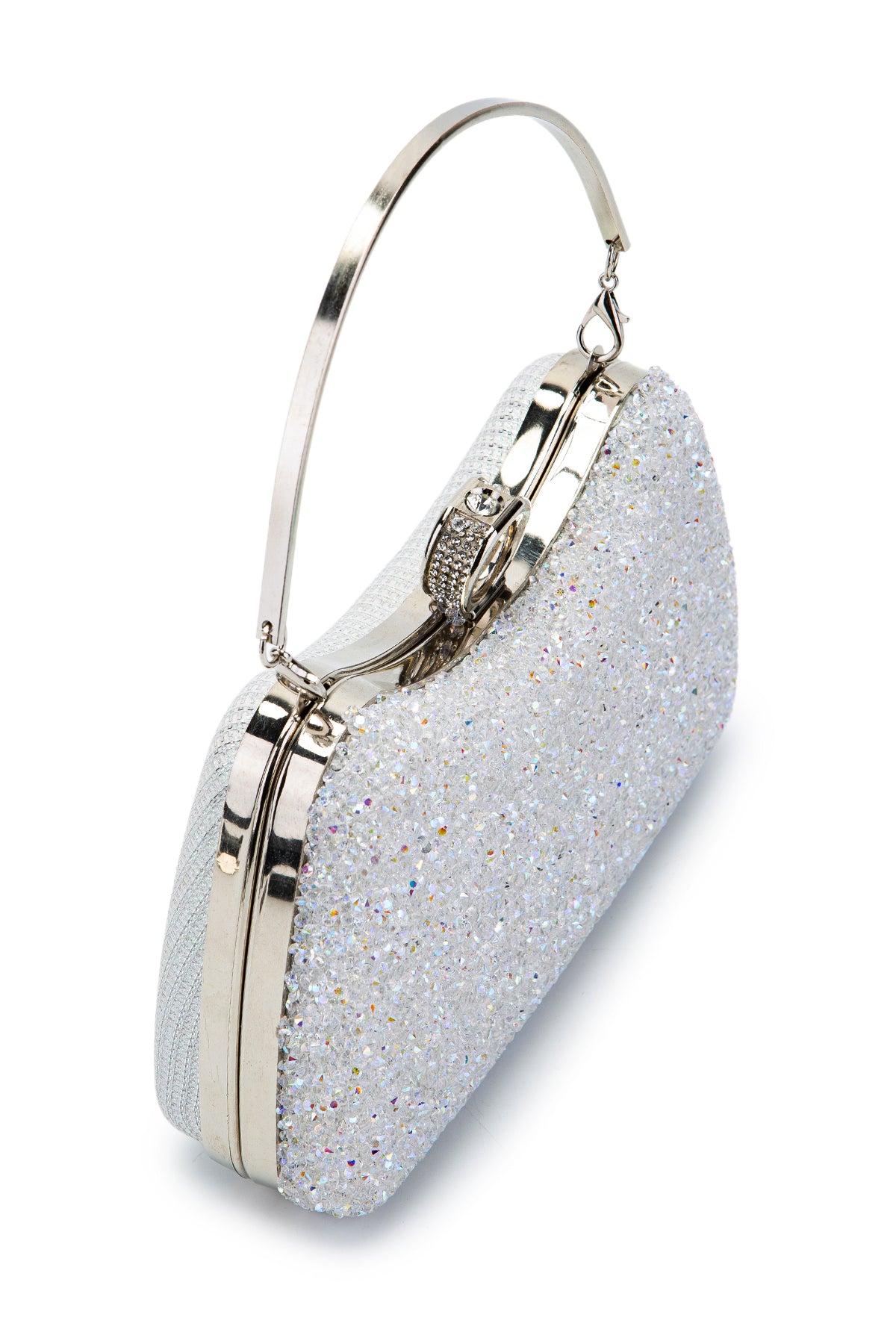 Yüzük Detaylı Taşlı Amanda Abiye El Çantası Beyaz