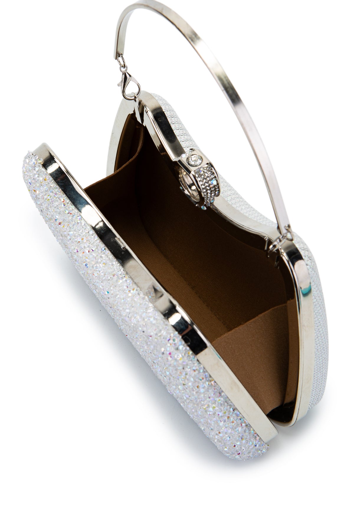 Yüzük Detaylı Taşlı Amanda Abiye El Çantası Beyaz