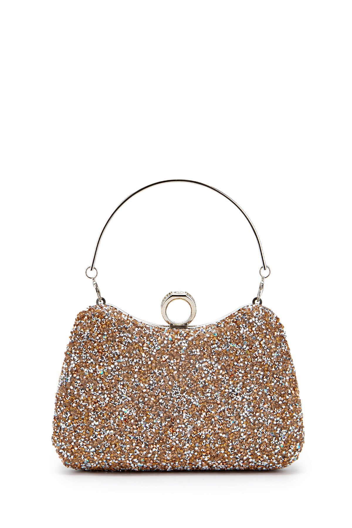 Yüzük Detaylı Taşlı Amanda Abiye El Çantası Pudra