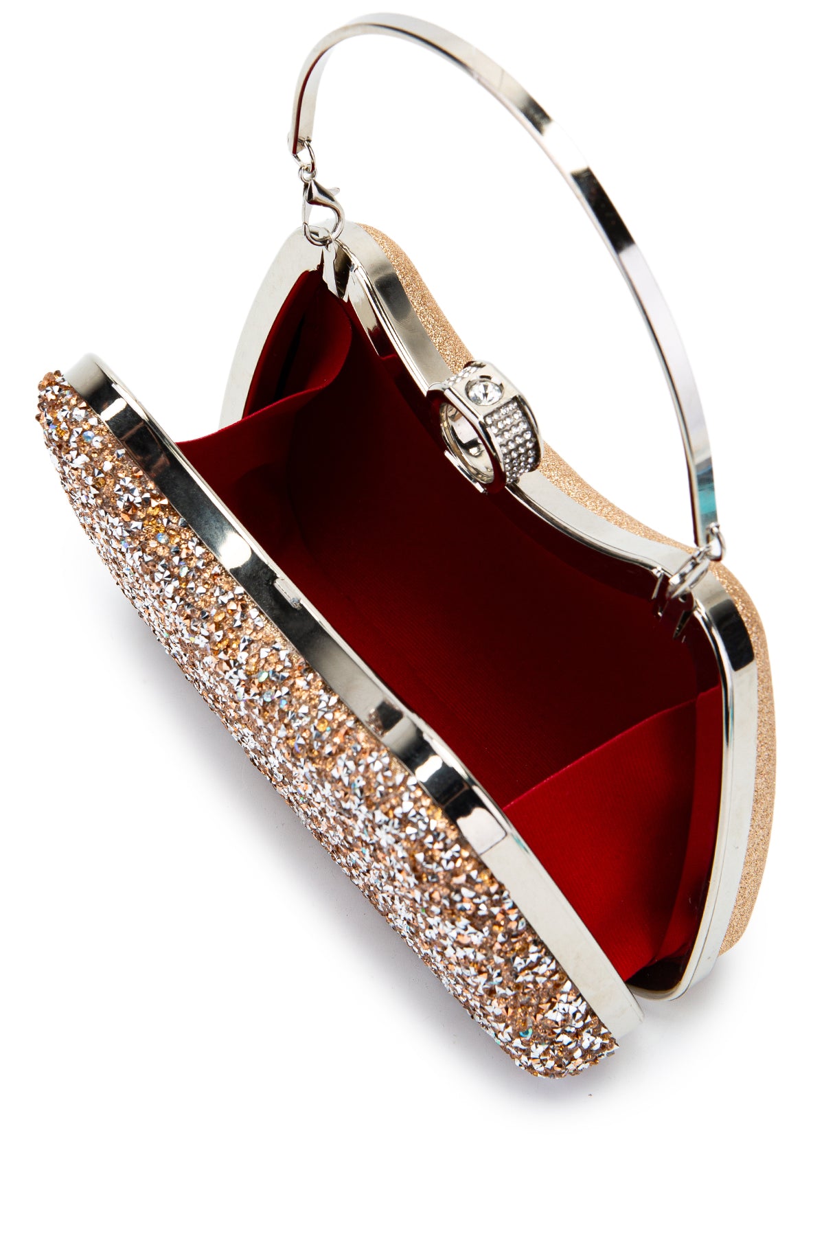 Yüzük Detaylı Taşlı Amanda Abiye El Çantası Pudra