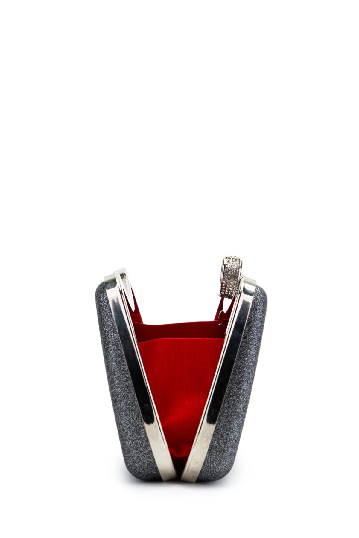 Yüzük Klips Detaylı Simli Morton Abiye Çanta Antrasit