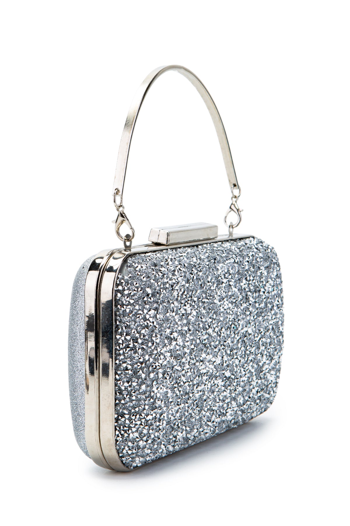 Taşlı Premium Debbie Abiye El Çantası Gümüş