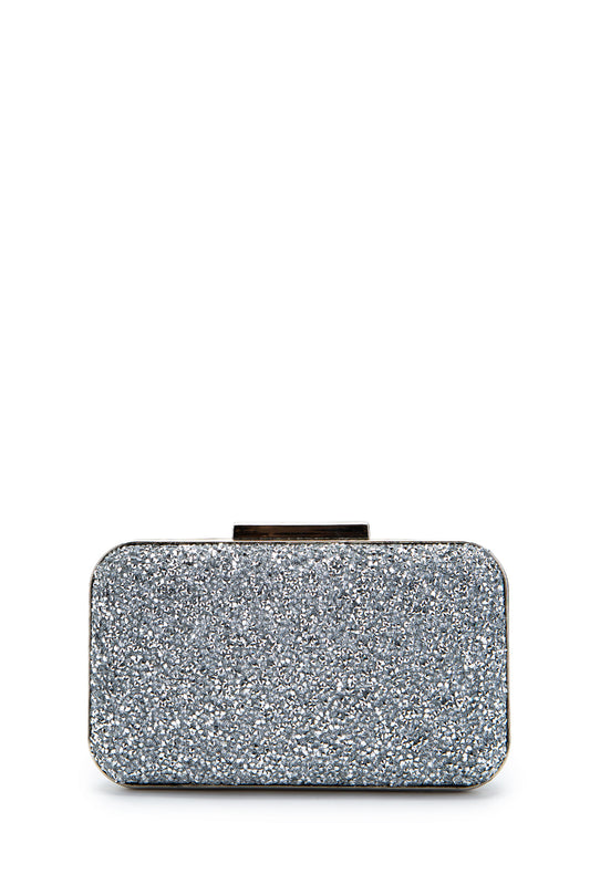 Taşlı Premium Debbie Abiye El Çantası Gümüş