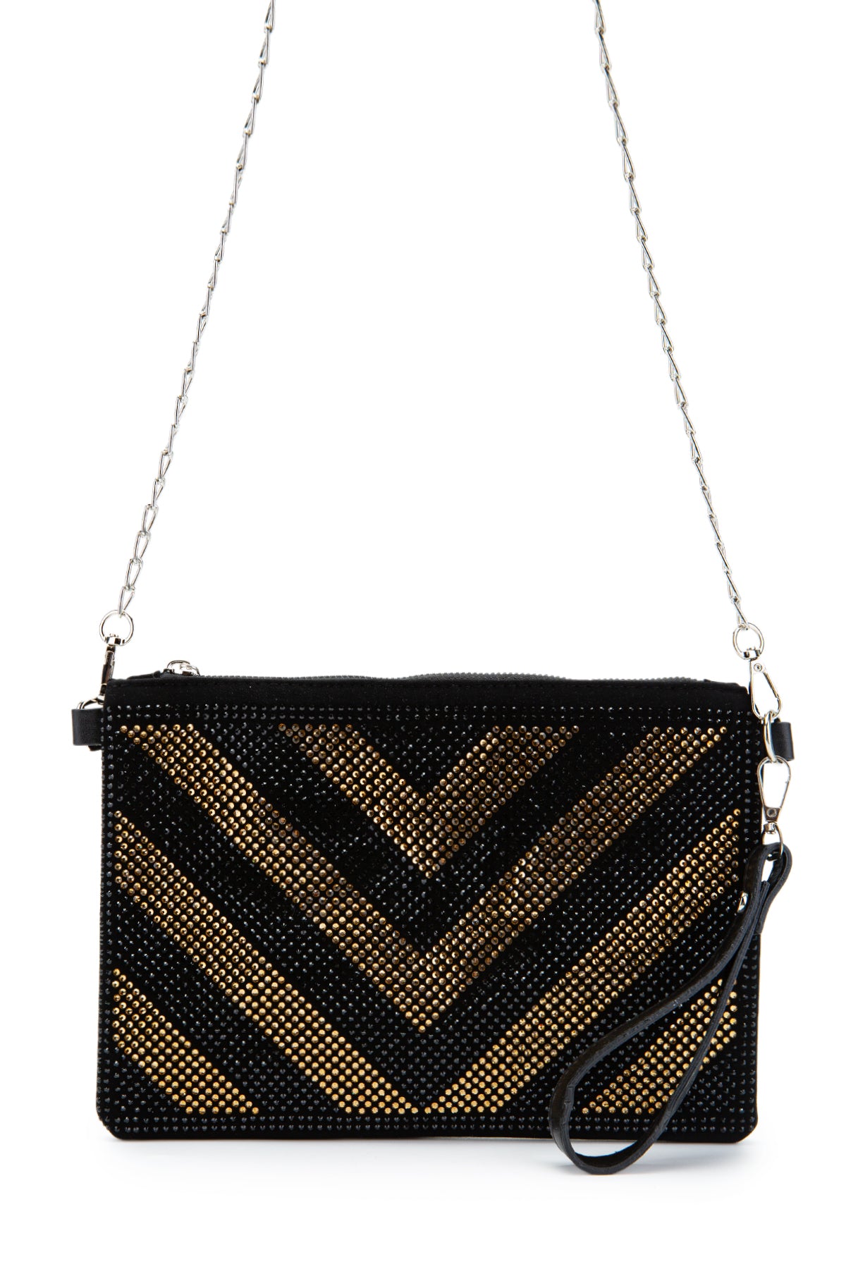 Taş Detaylı Clutch Kadın Abiye Çanta Rexie Düz Gold